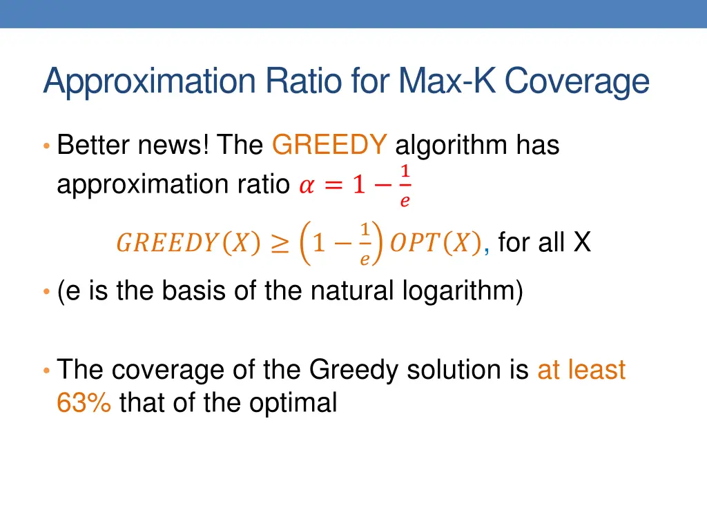 approximation ratio for max k coverage