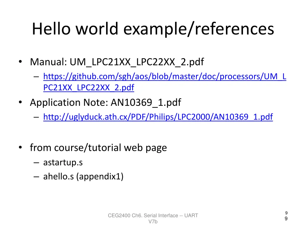 hello world example references