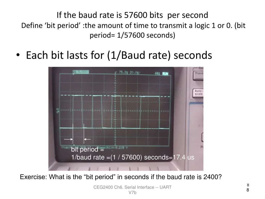if the baud rate is 57600 bits per second define