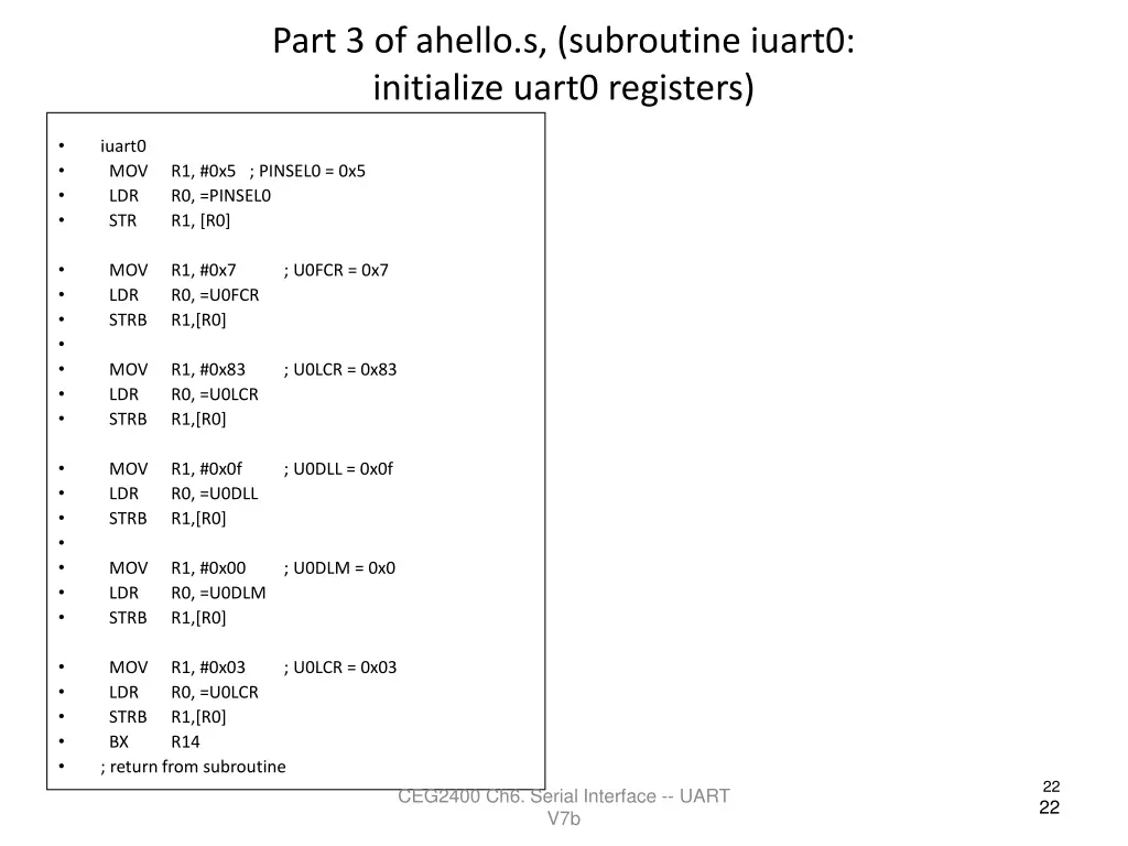 part 3 of ahello s subroutine iuart0 initialize