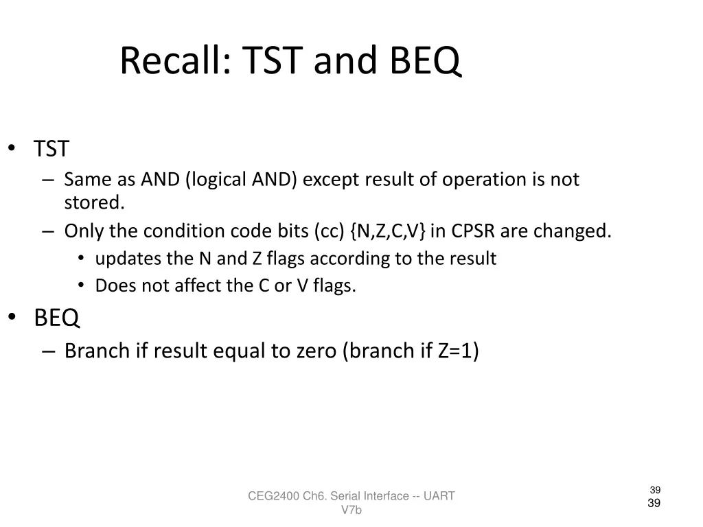 recall tst and beq