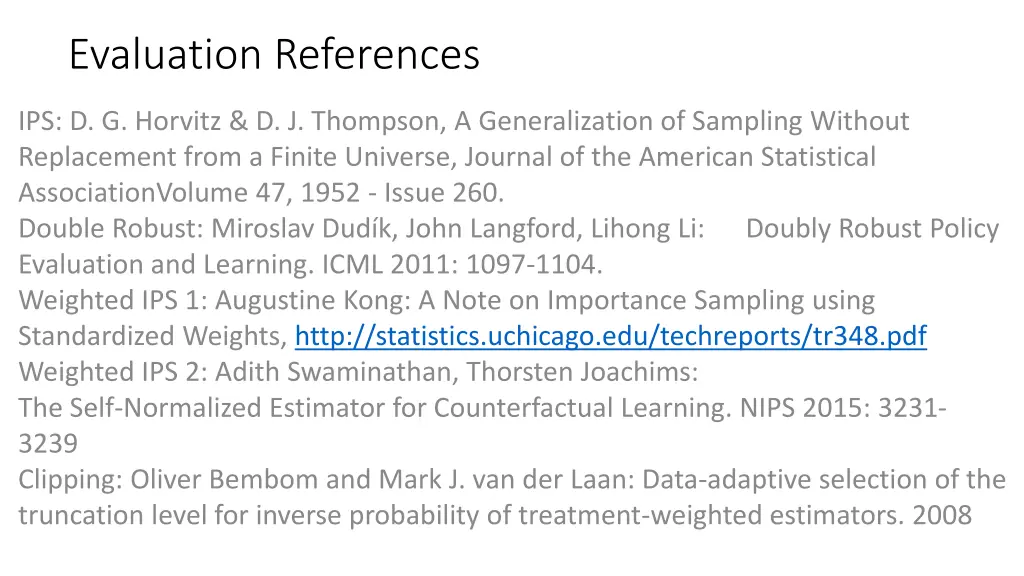 evaluation references