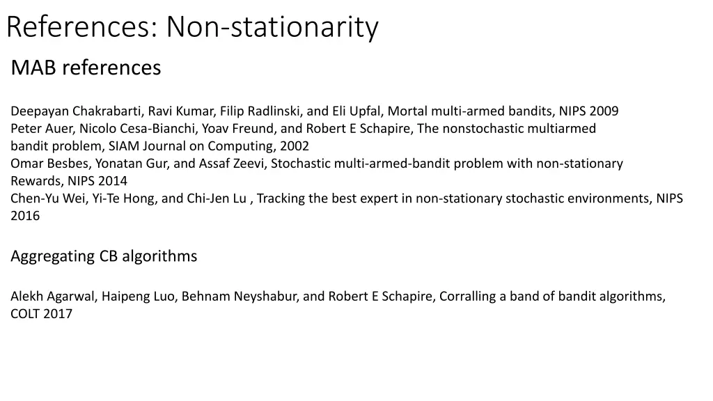references non stationarity