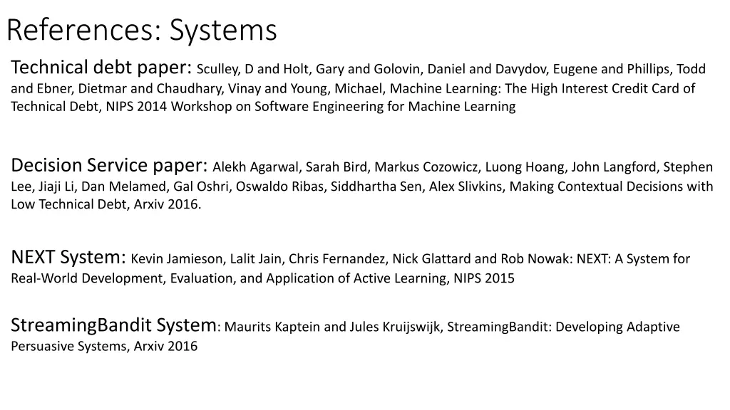 references systems technical debt paper sculley