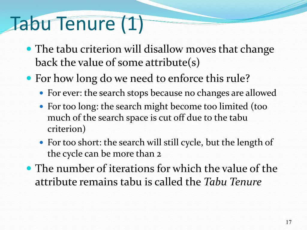 tabu tenure 1