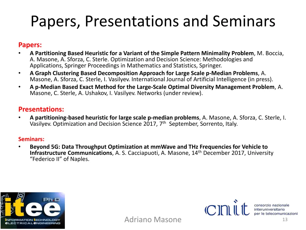 papers presentations and seminars