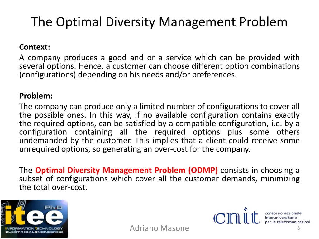 the optimal diversity management problem