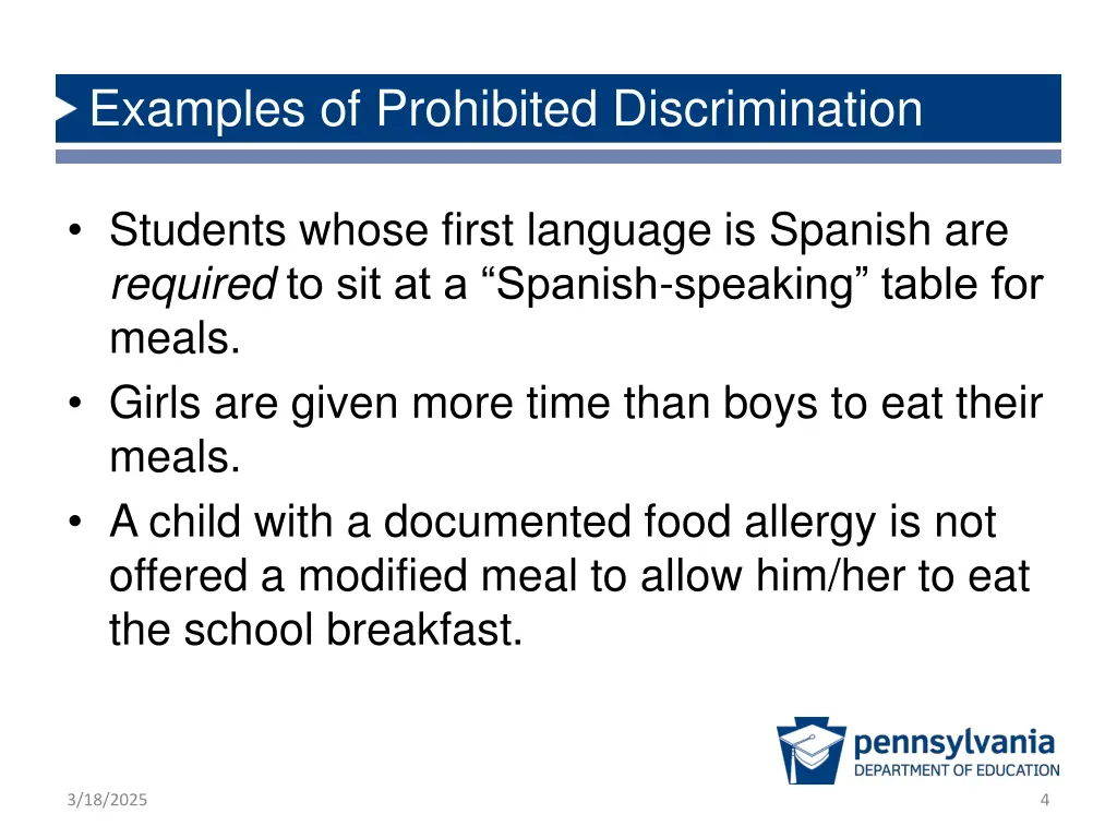 examples of prohibited discrimination