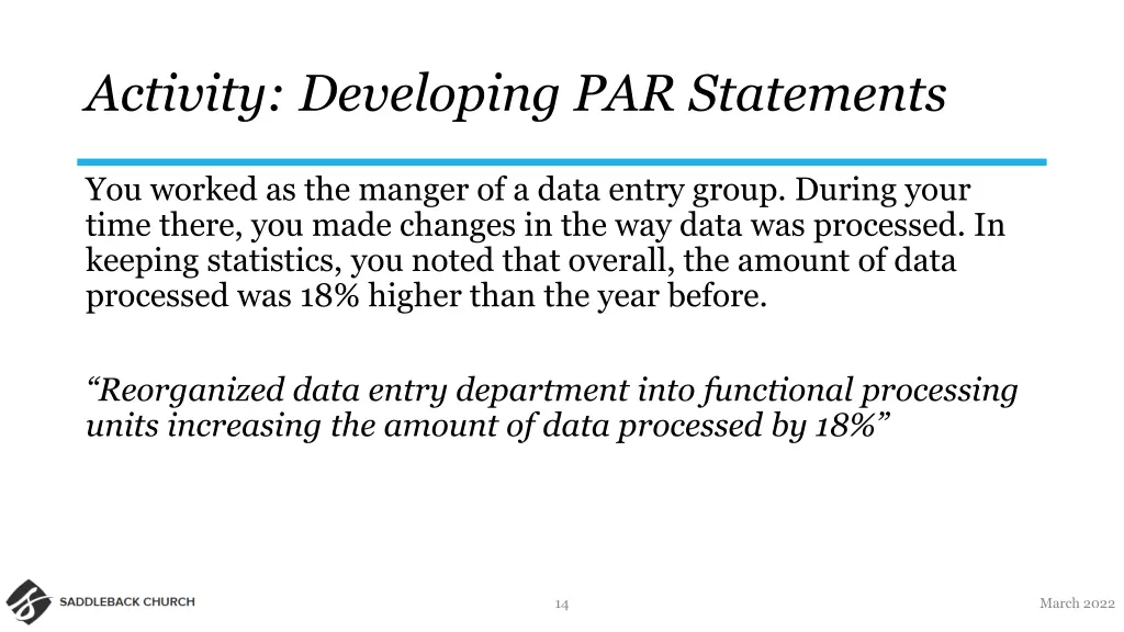 activity developing par statements 1