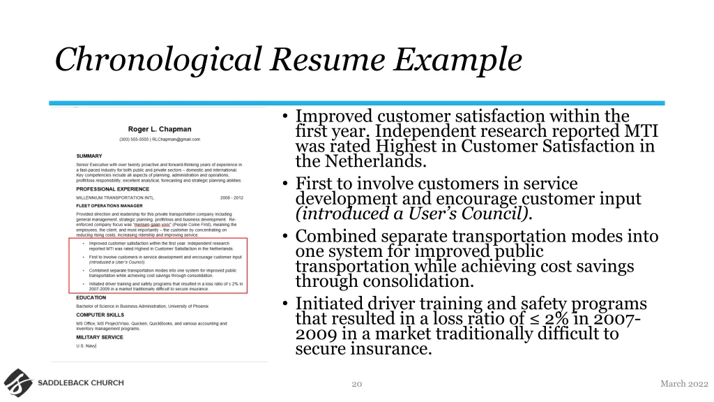 chronological resume example 2