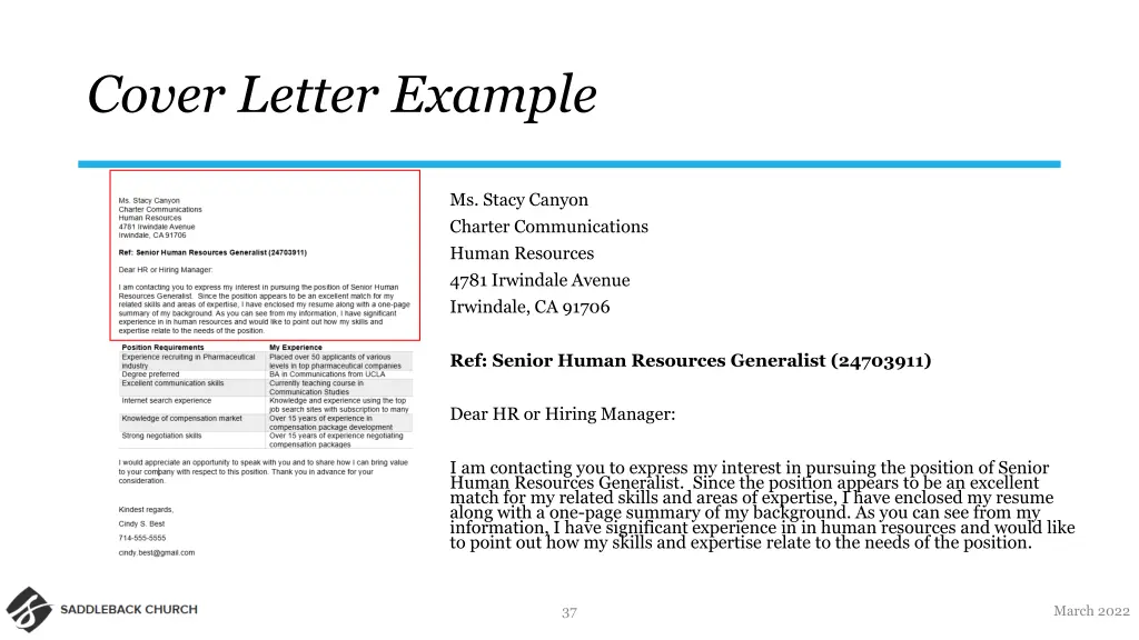 cover letter example