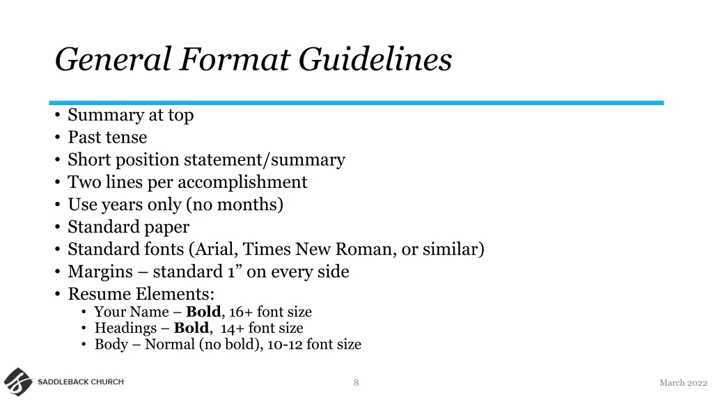 general format guidelines