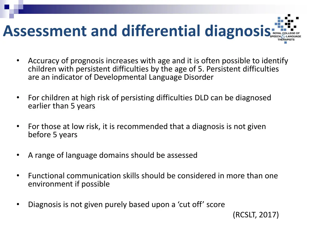 assessment and differential diagnosis