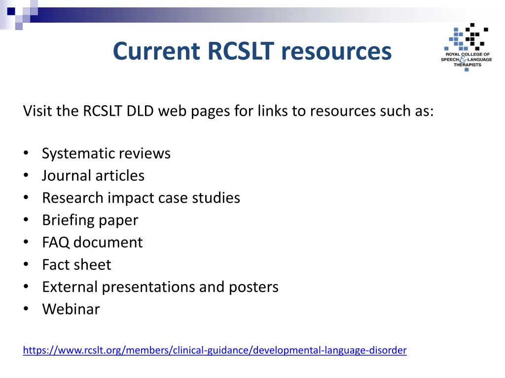 current rcslt resources