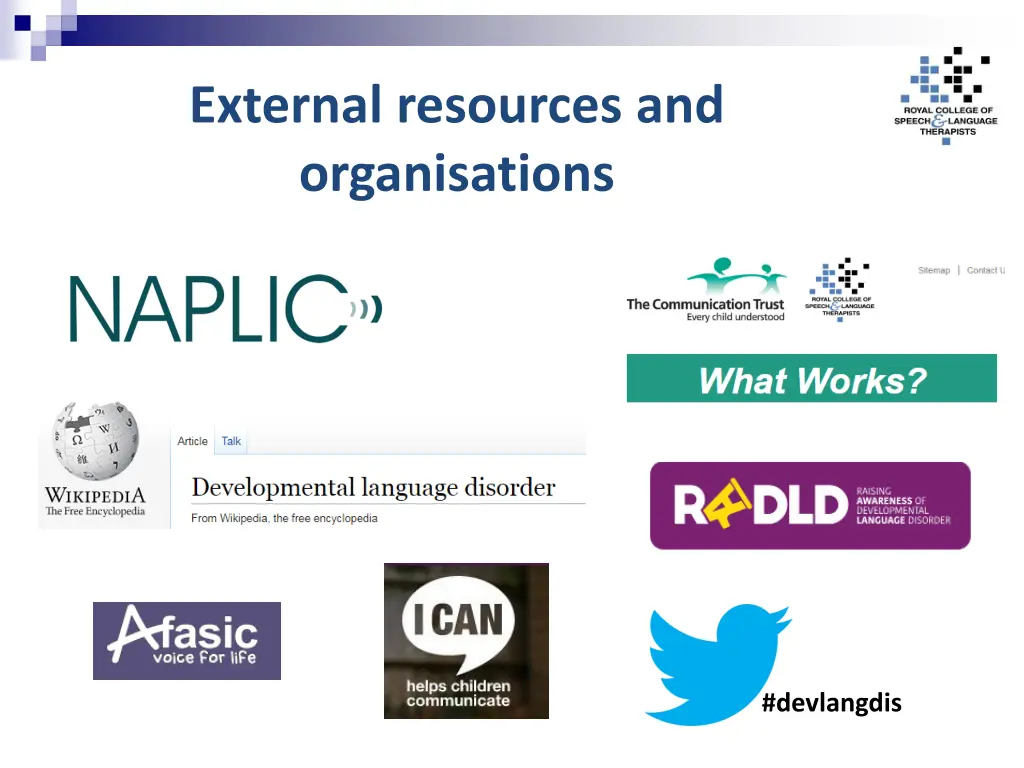 external resources and organisations