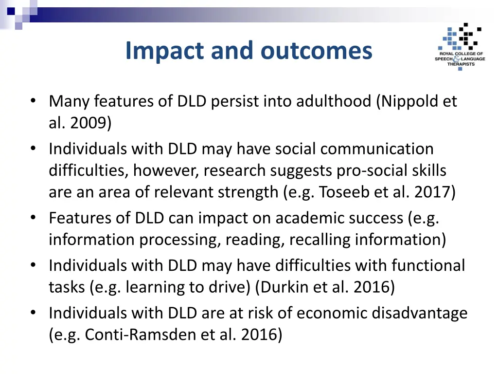 impact and outcomes