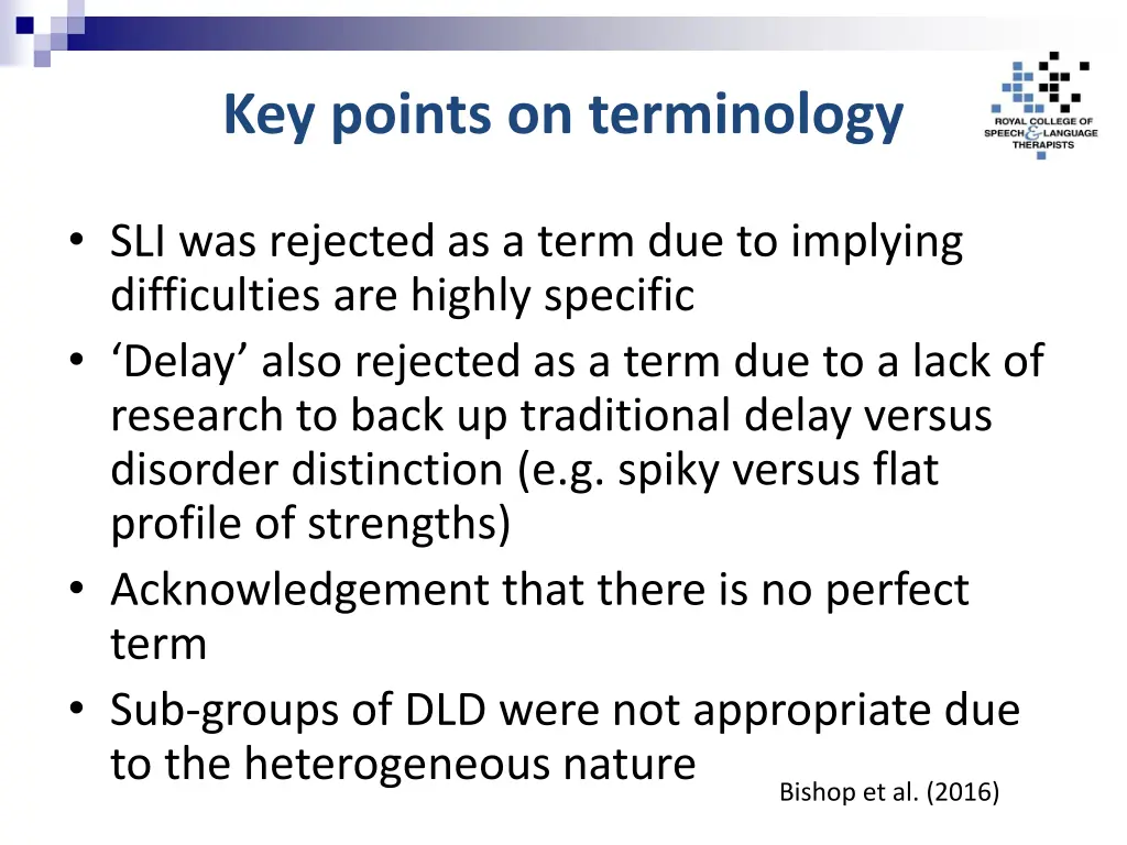 key points on terminology