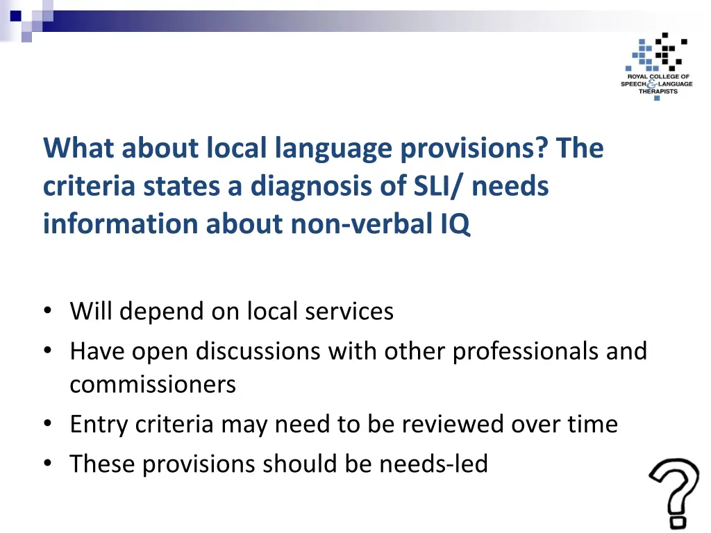 what about local language provisions the criteria