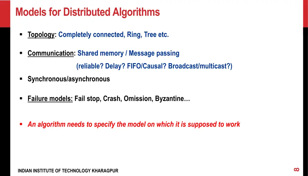 models for distributed algorithms