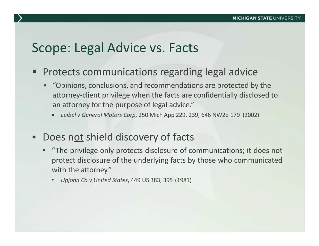 scope legal advice vs facts