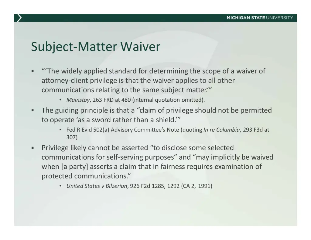 subject matterwaiver