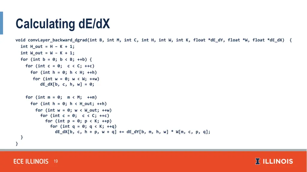 calculating de dx