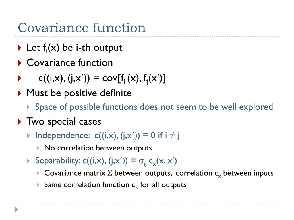 covariance function