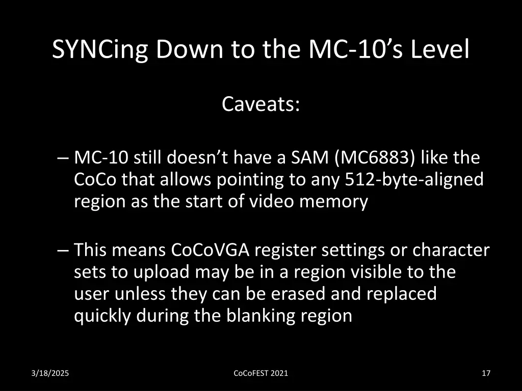 syncing down to the mc 10 s level