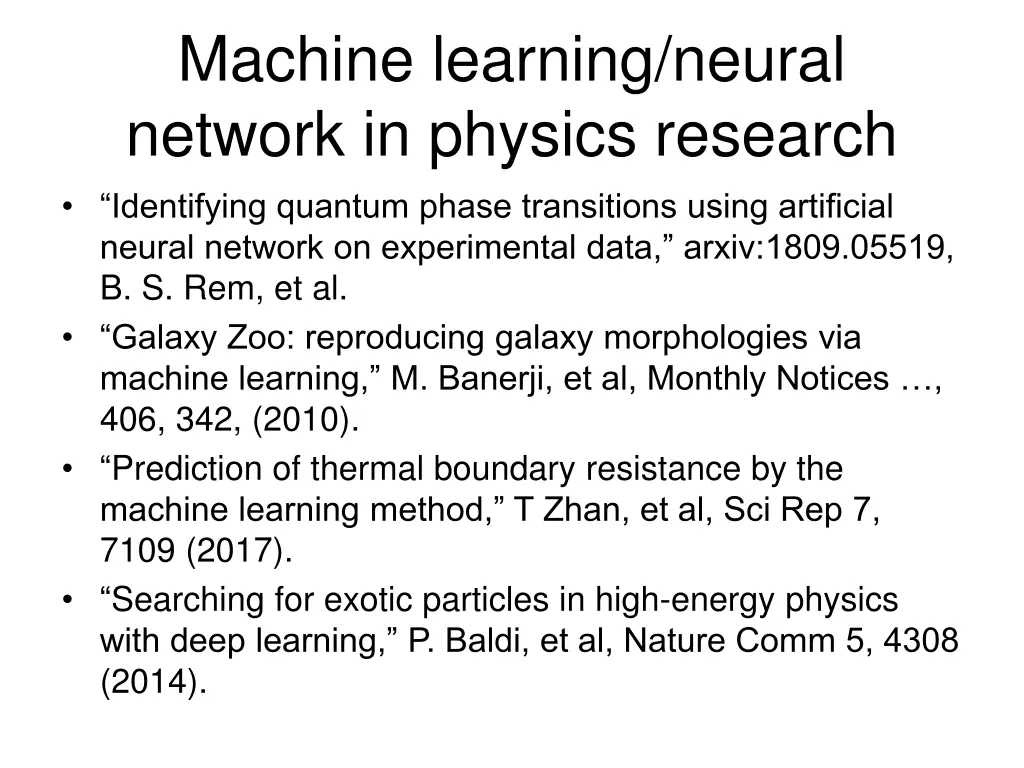 machine learning neural network in physics