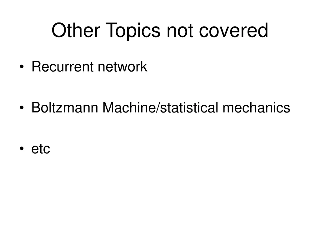 other topics not covered