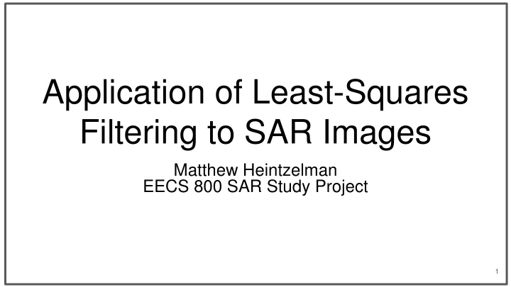 application of least squares filtering