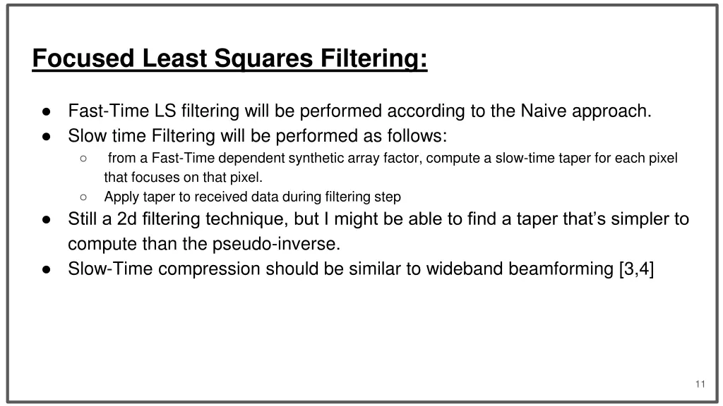 focused least squares filtering