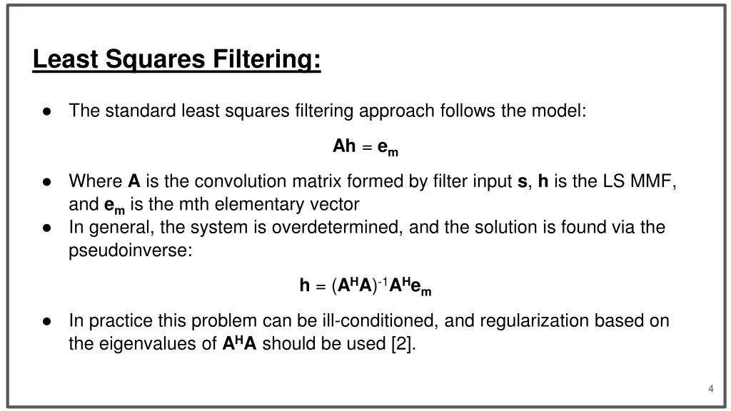 least squares filtering