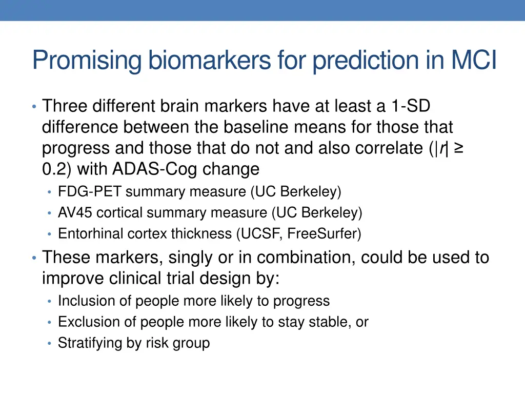 promising biomarkers for prediction in mci