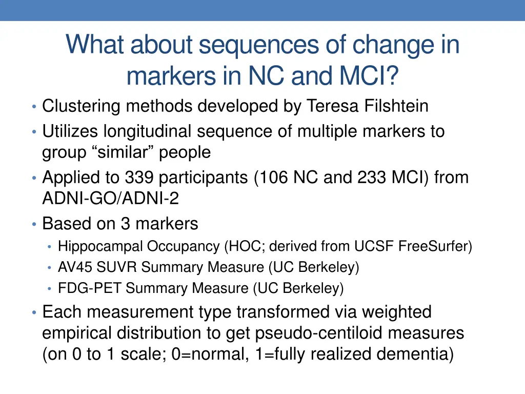 what about sequences of change in markers