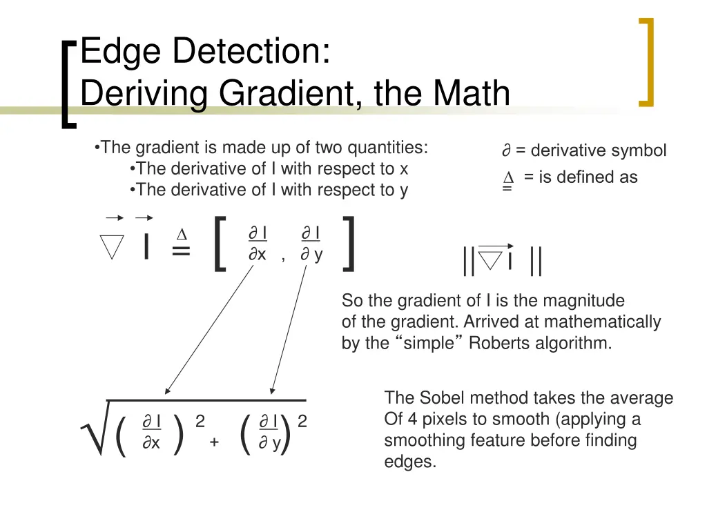 edge detection deriving gradient the math