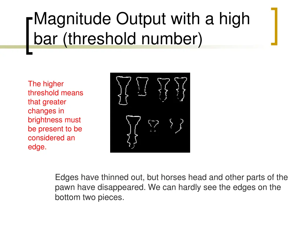 magnitude output with a high bar threshold number