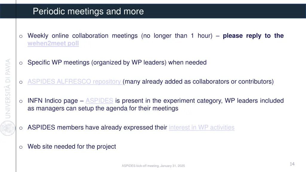 periodic meetings and more