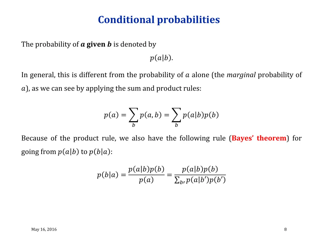 conditional probabilities