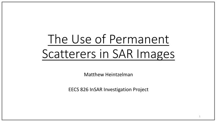 the use of permanent scatterers in sar images