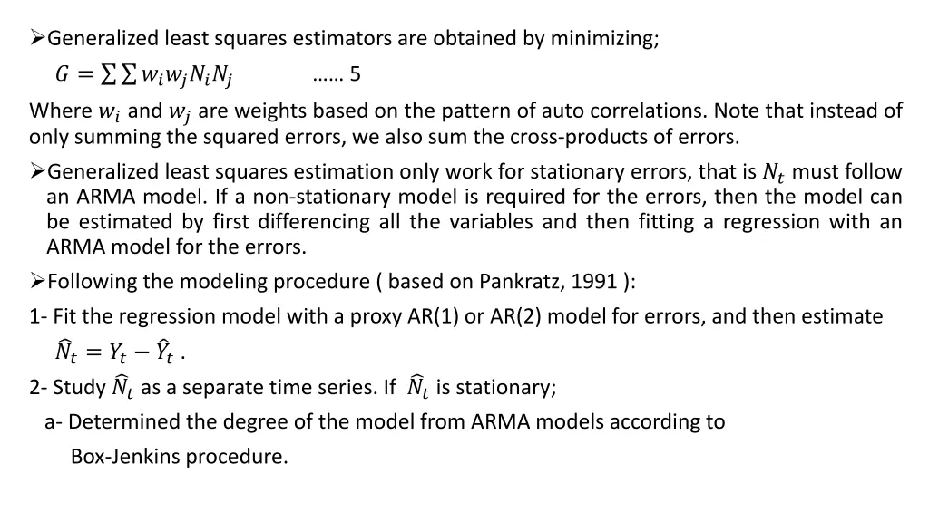 generalized least squares estimators are obtained