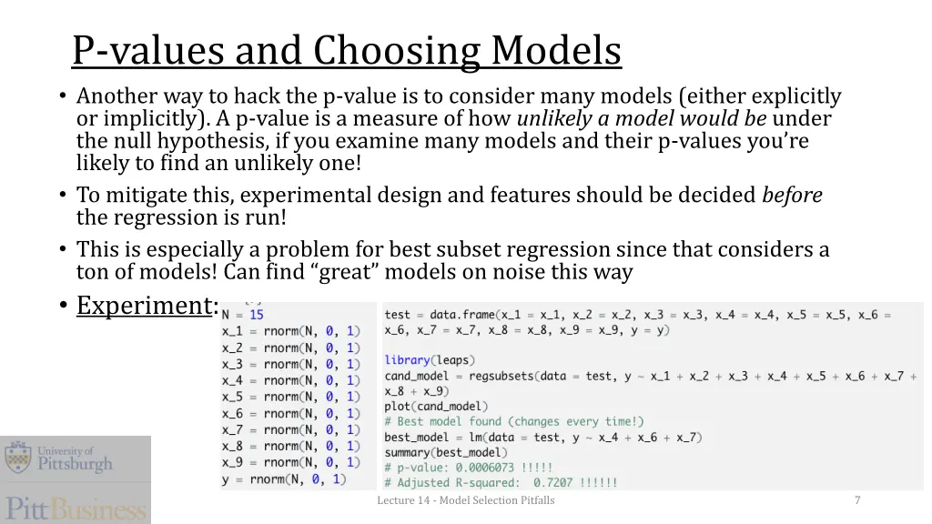 p values and choosing models another way to hack