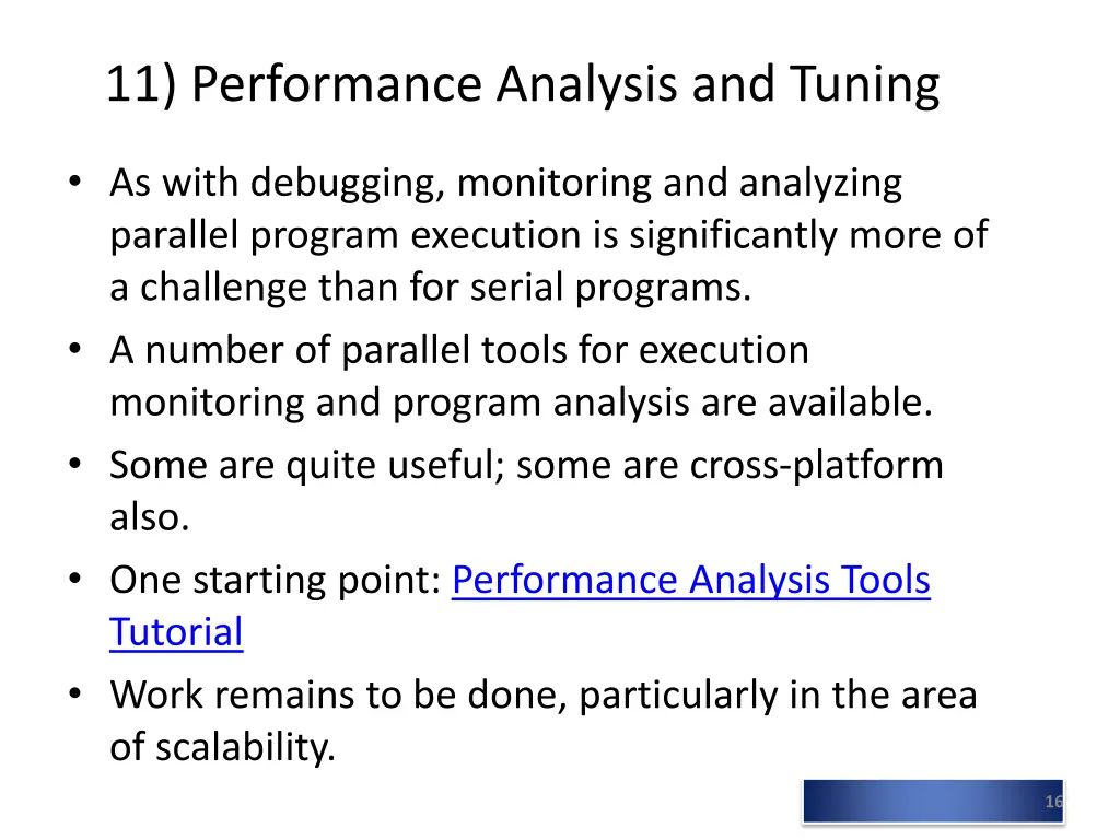 11 performance analysis and tuning