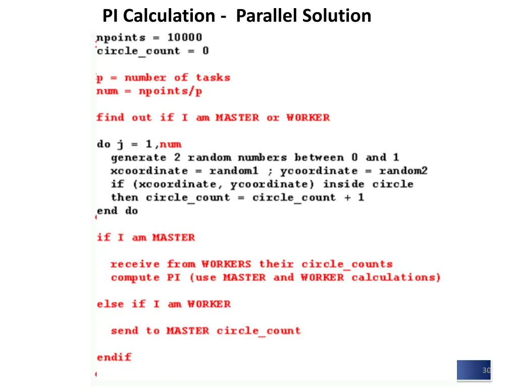 pi calculation parallel solution 1