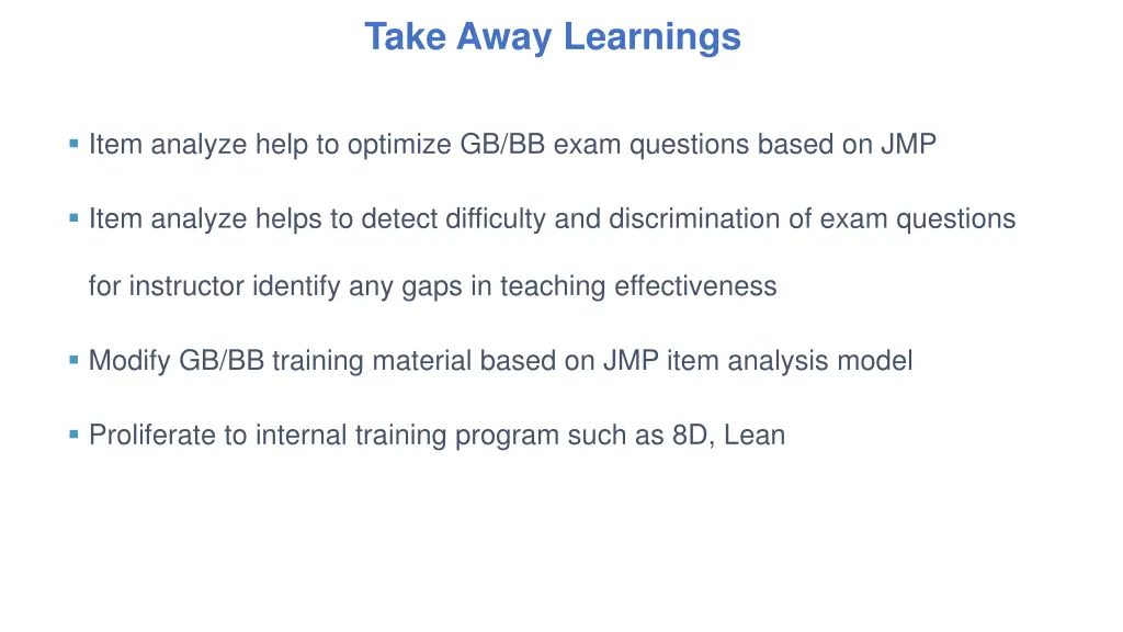 take away learnings