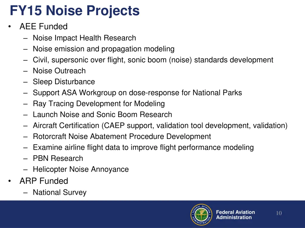 fy15 noise projects aee funded noise impact