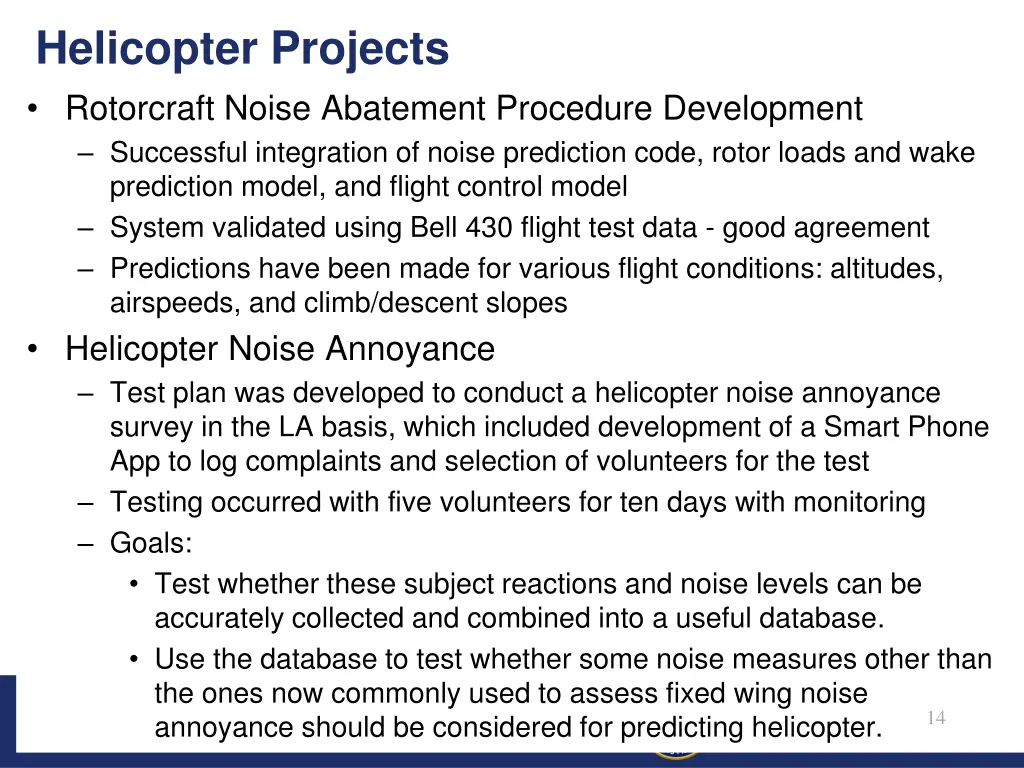 helicopter projects rotorcraft noise abatement