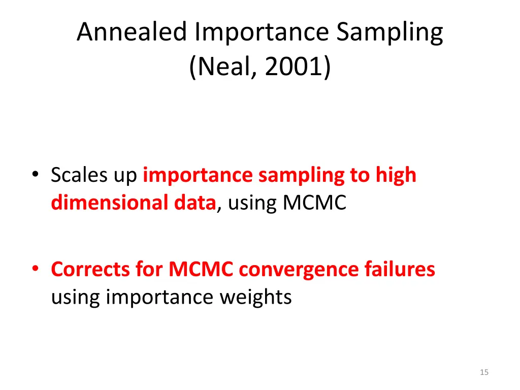 annealed importance sampling neal 2001