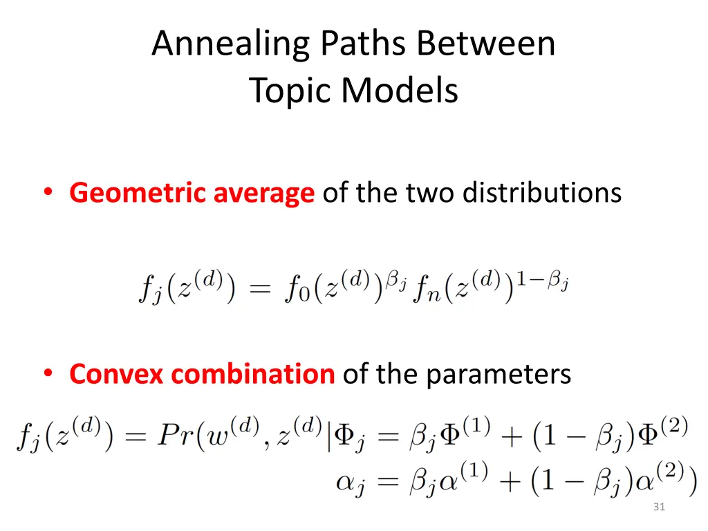 annealing paths between topic models