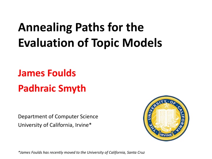 annealing paths for the evaluation of topic models